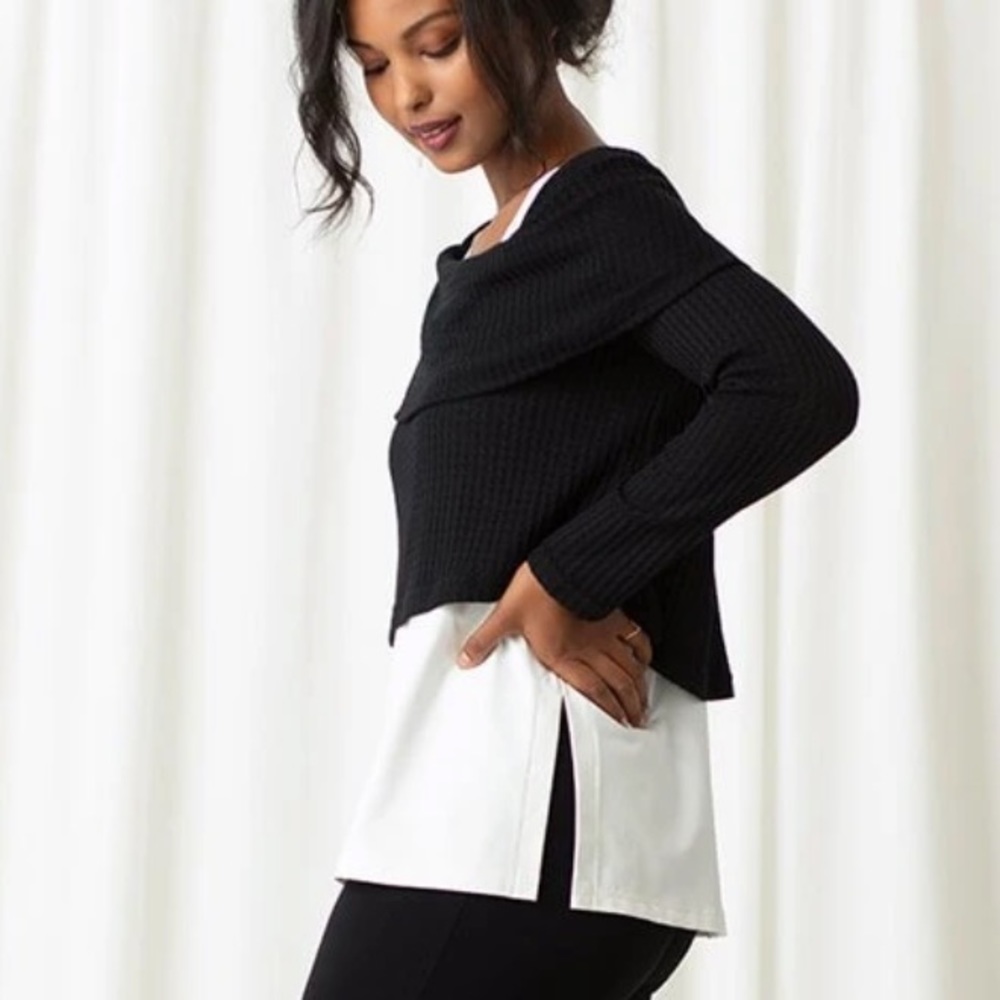 🇨🇦 SYMPLI Cowl neck cropped sweater layer